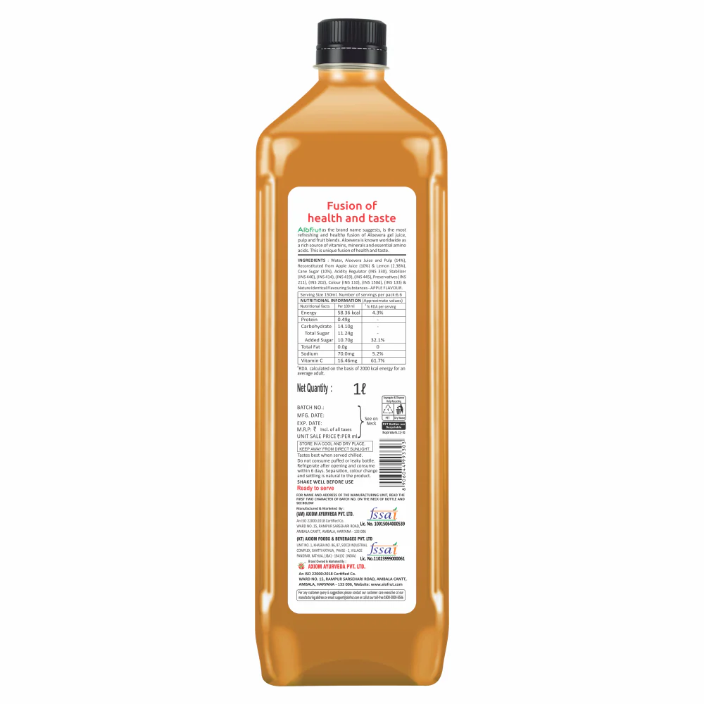 Alo Frut Apple Aloevera Chunks & Juice 1ltr - Image 3