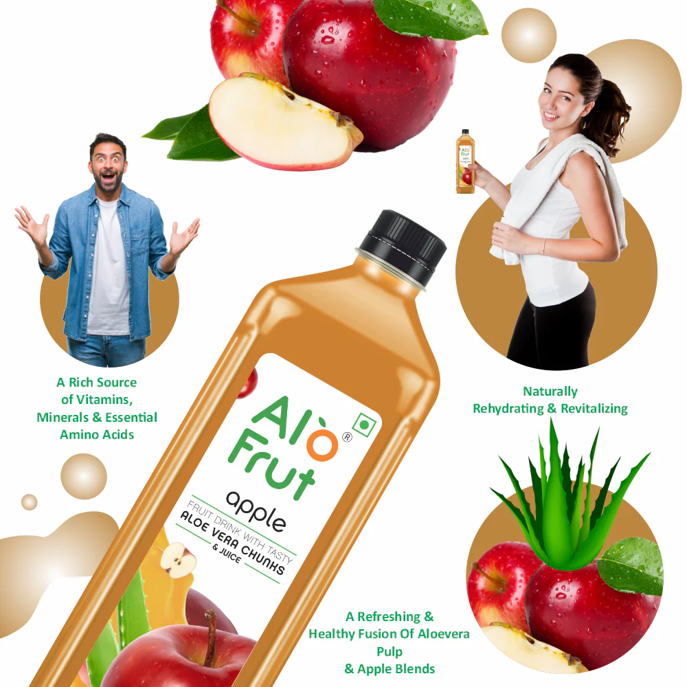Alo Frut Apple Aloevera Chunks & Juice 1ltr - Image 5
