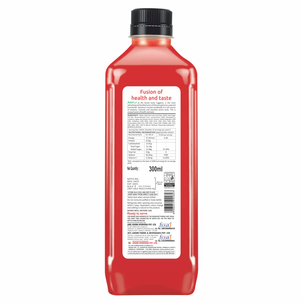 Alo Frut Berries Juice With Aloevera Chunks - 300ML - Image 4