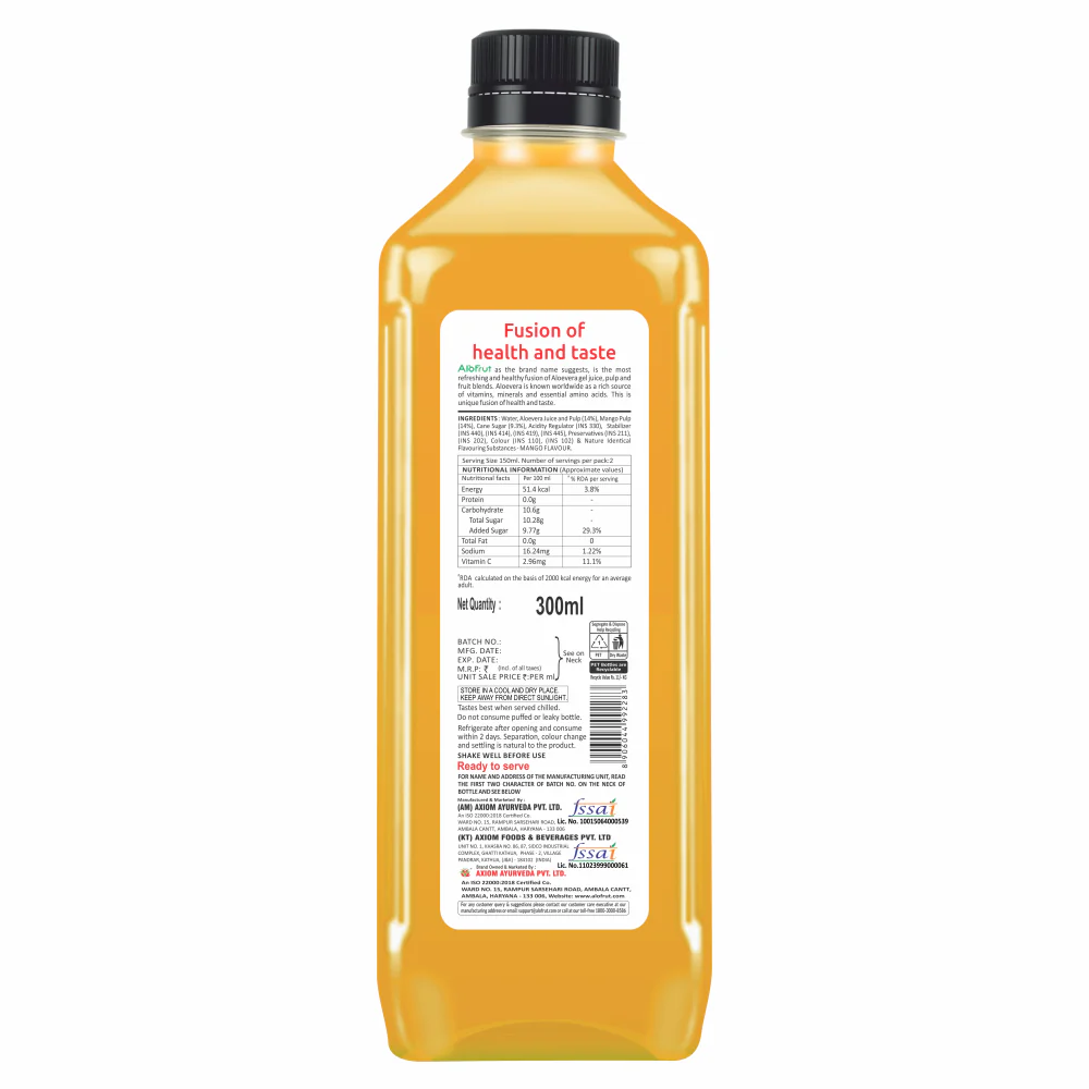 Alo Frut Mango Juice With Aloevera Chunks - 300ML - Image 5