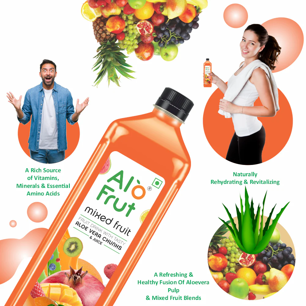Alo Frut Mixed Fruit Juice With Aloevera Chunks - 300ML - Image 4