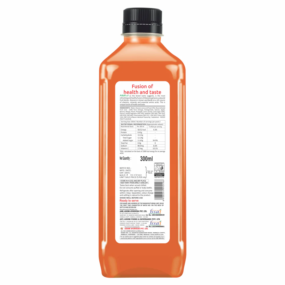 Alo Frut Mixed Fruit Juice With Aloevera Chunks - 300ML - Image 5
