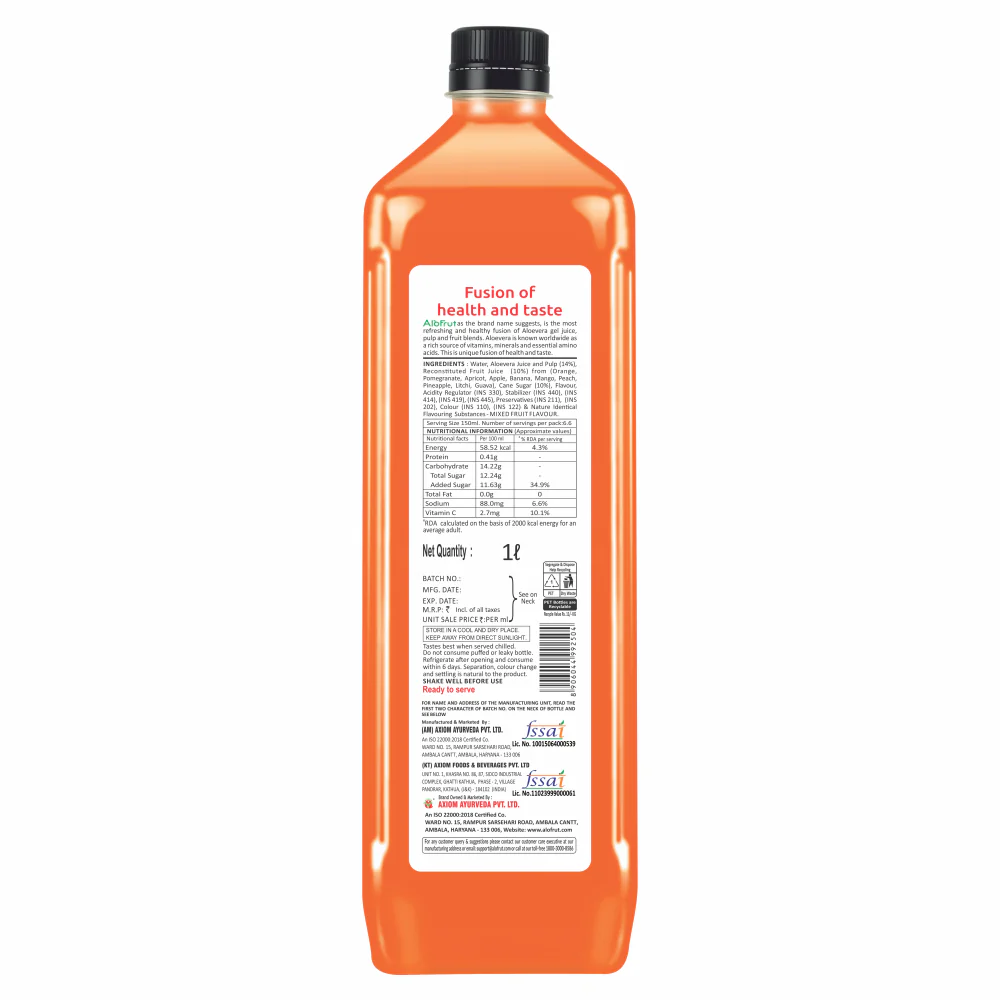 Alo Frut Mixed Fruit Aloevera Chunks & Juice 1 ltr - Image 2