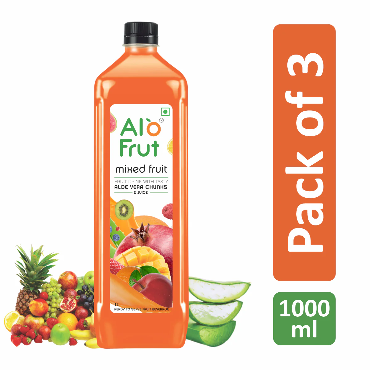 Alo Frut Mixed Fruit Aloevera Chunks & Juice 1 ltr - Image 5