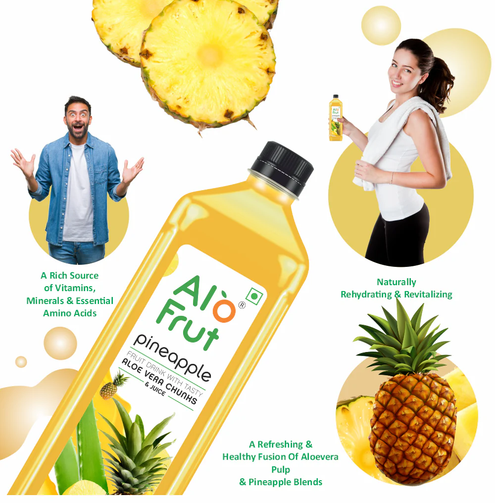 Alo Frut Pineapple Juice With Aloevera Chunks - 200ML (Pack of 48) - Image 5