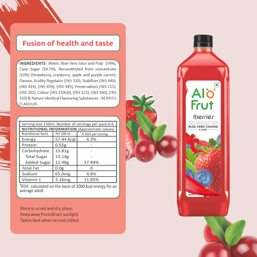 Alo Frut Berries Aloevera Chunks & Juice - Image 3
