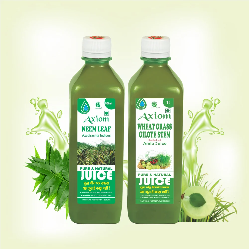 Axiom Renal Problem Combo of Neem Leaf Juice 500ml+Wheatgrass Giloye Stem 1000ml