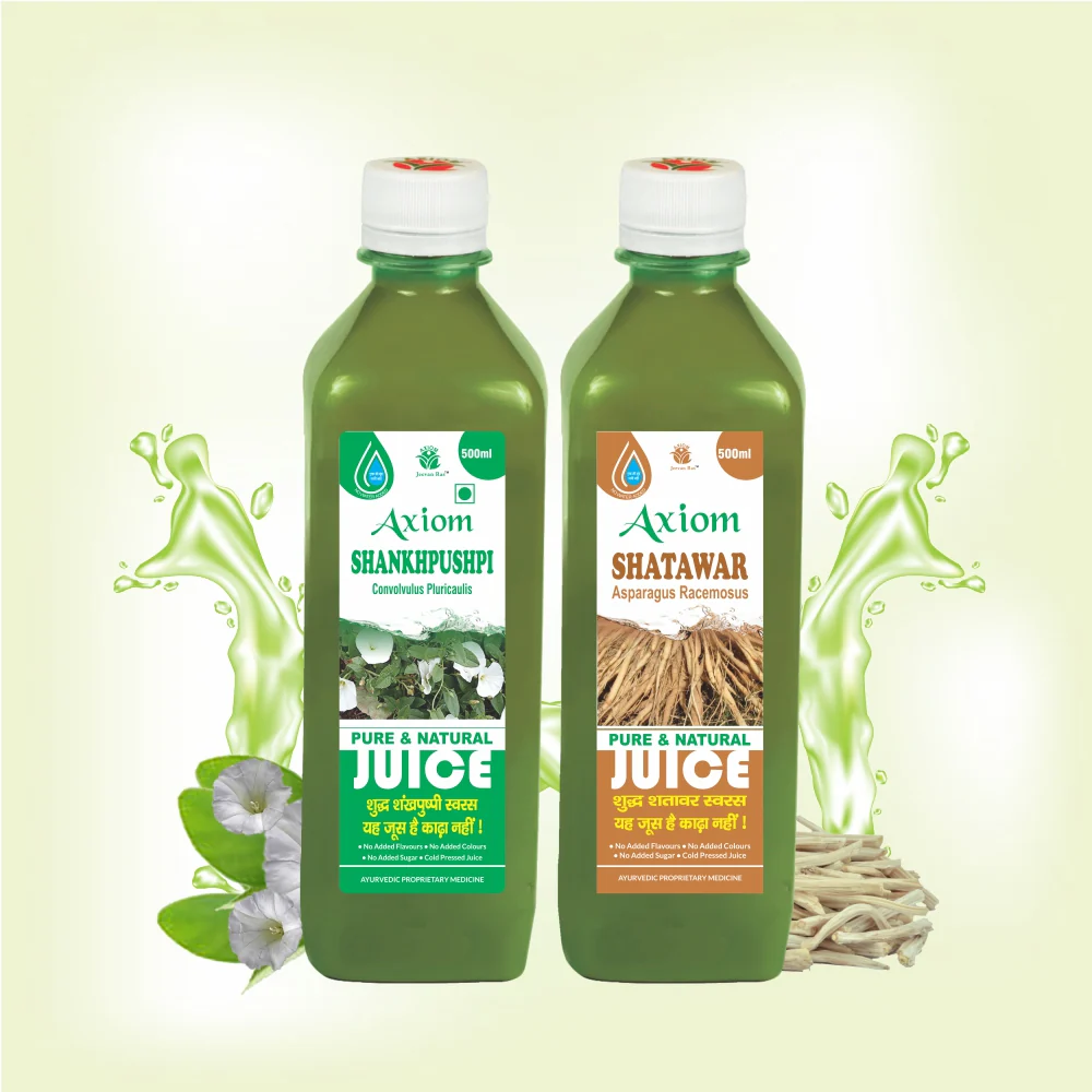 Axiom Memory Enhancer Combo of Shankhpushpi Juice 500ml + Shatawar Juice 500ml