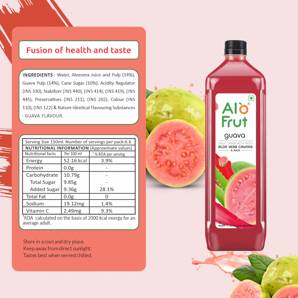 Alo Frut Guava Aloevera Chunks & Juice - Image 3
