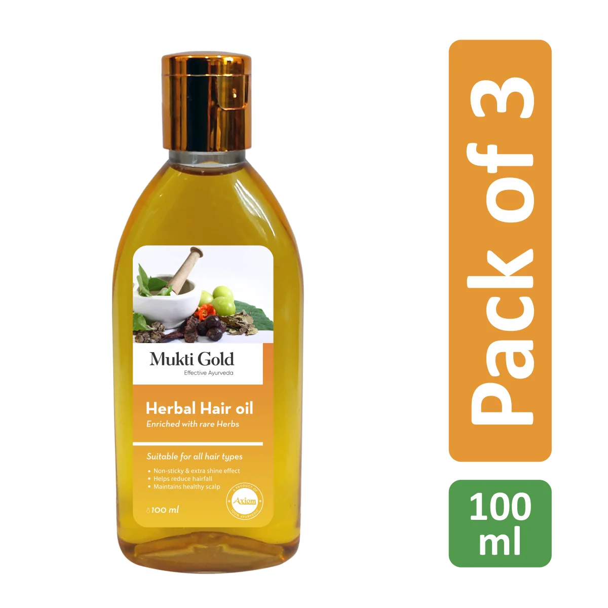Mukti Gold Herbal Hair Oil 100ml - Image 4