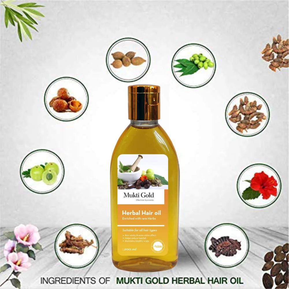 Mukti Gold Herbal Hair Oil 100ml - Image 6
