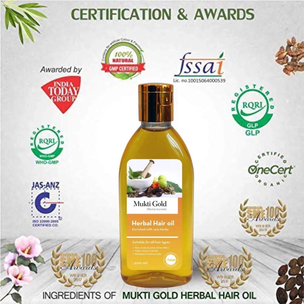 Mukti Gold Herbal Hair Oil 100ml - Image 8