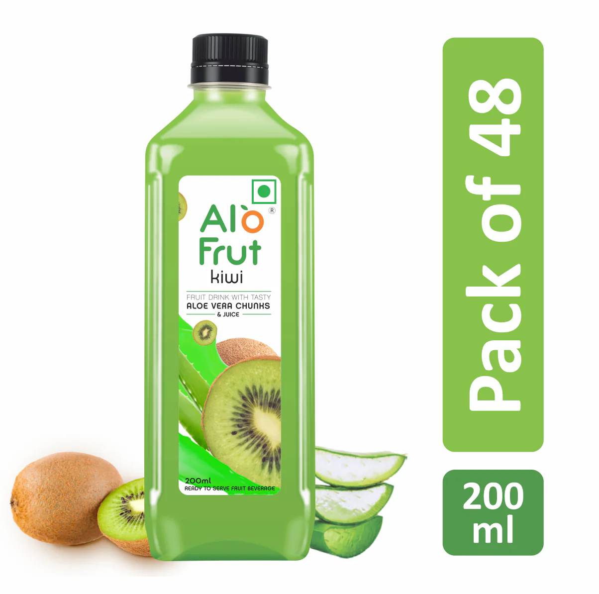 Alo Frut Kiwi Aloevera Chunks & Juice 200ml (Pack of 48)