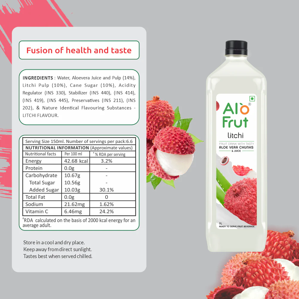 Alo Frut Litchi Aloevera Chunks & Juice - Image 4
