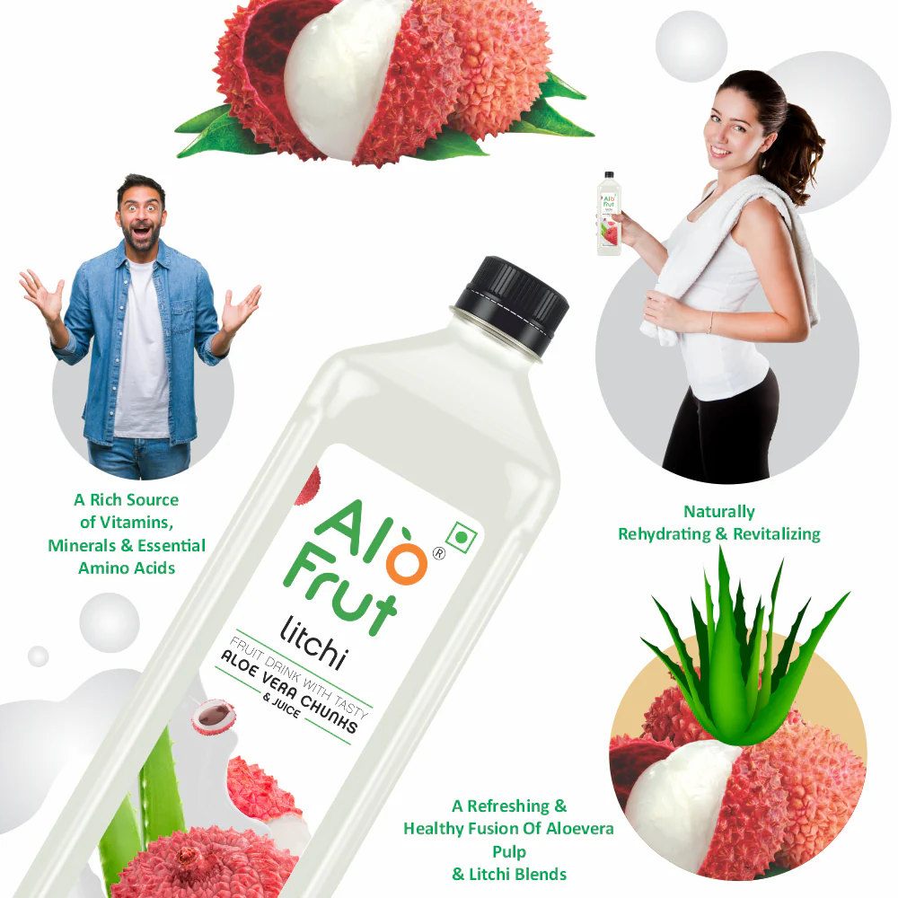 Alo Frut Litchi Aloevera Chunks & Juice - Image 5