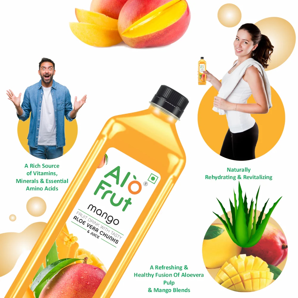 Alo Frut Mango Aloevera Chunks & Juice - Image 4