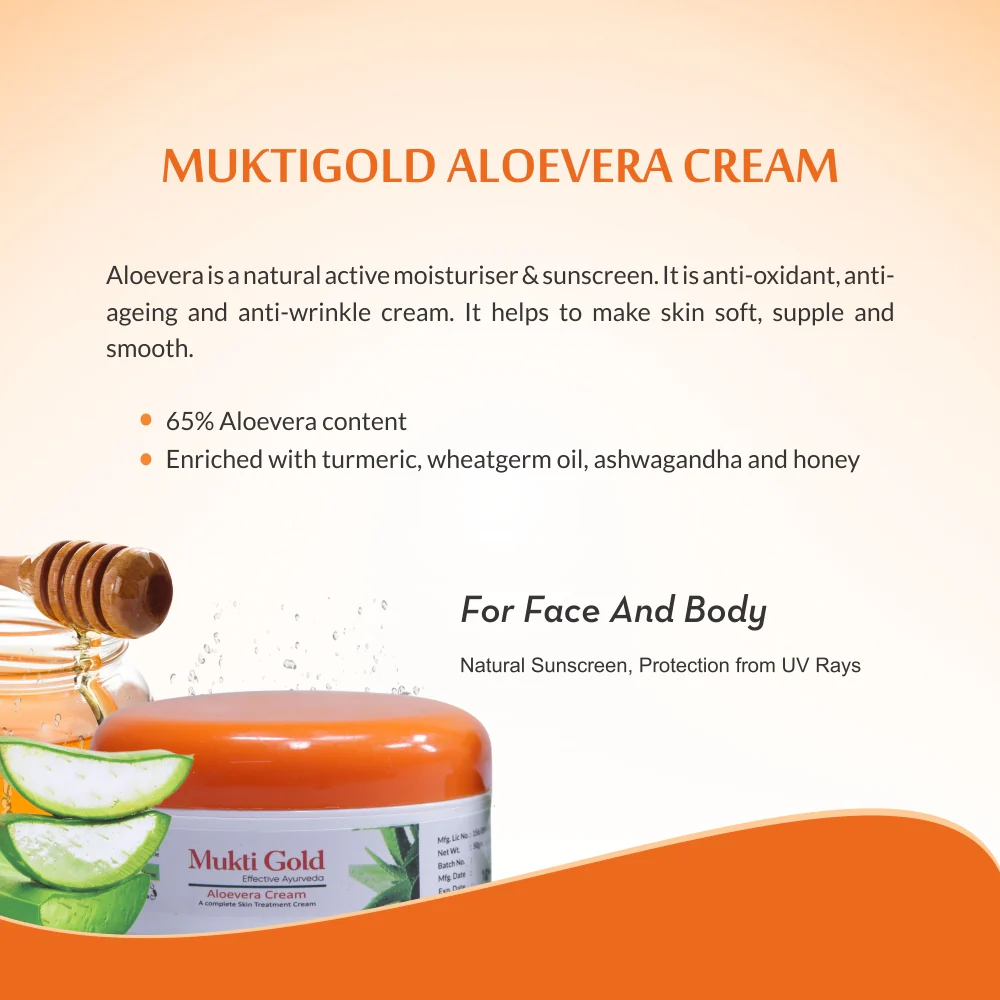 Mukti Gold Aloevera Cream 50g (Pack of 4) - Image 4