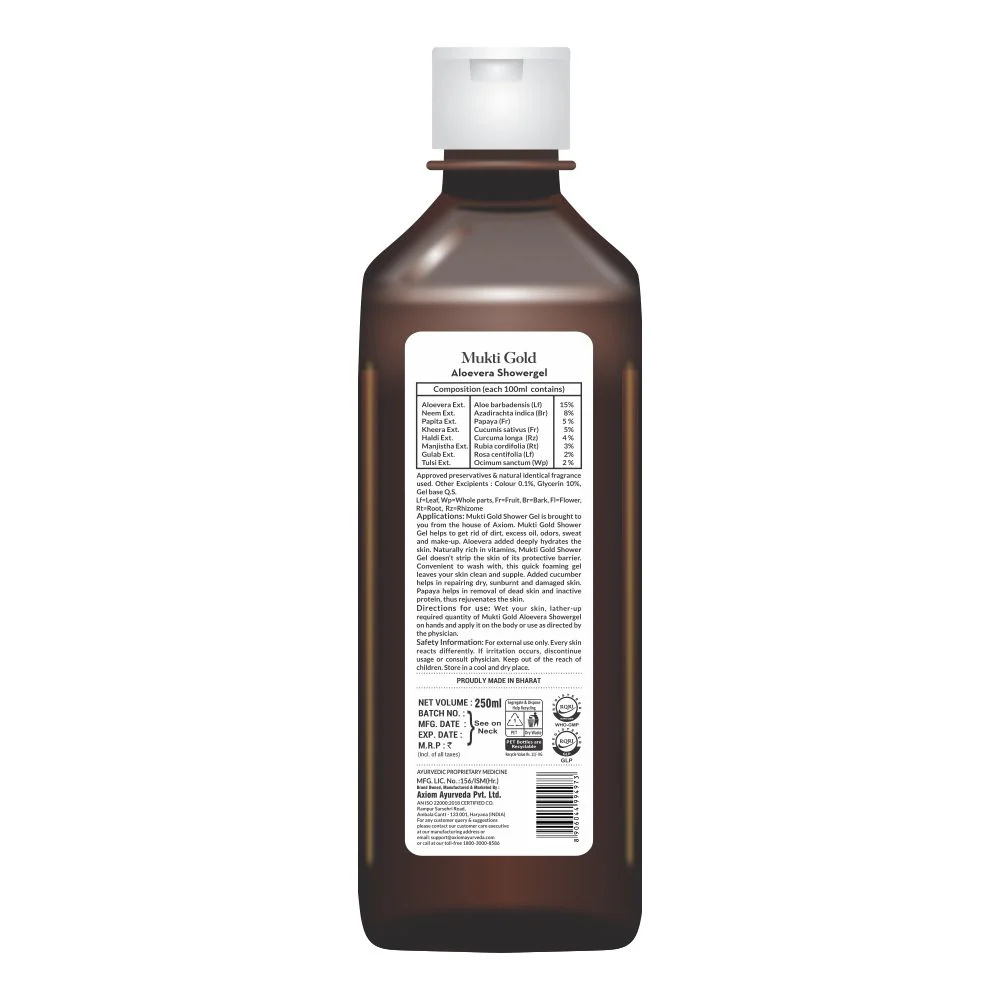 Mukti Gold Aloevera Showergel 250ml (Showergel) - Image 3