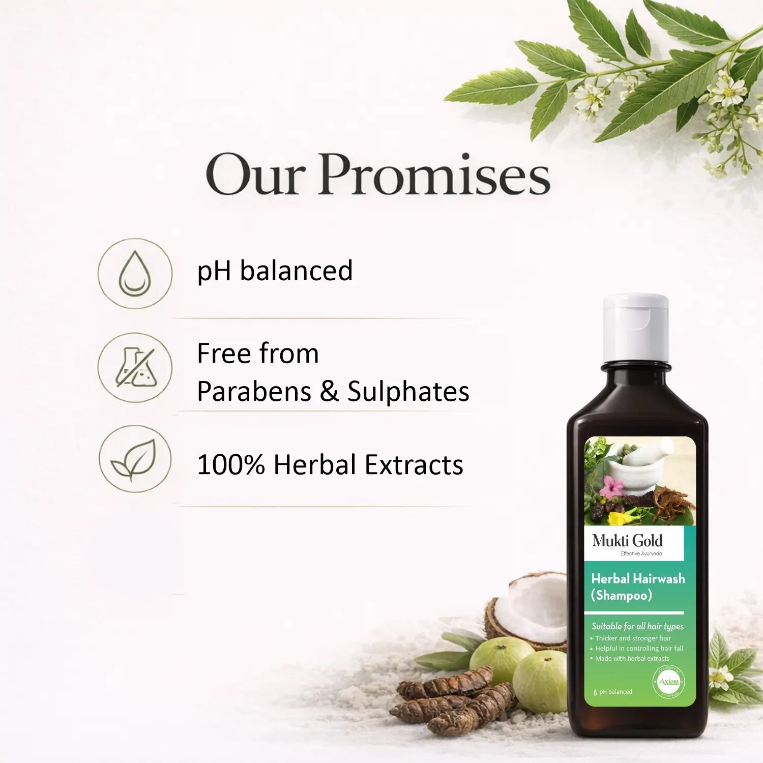 Mukti Gold Herbal Hair wash 400ml (Flip Top) - Image 5