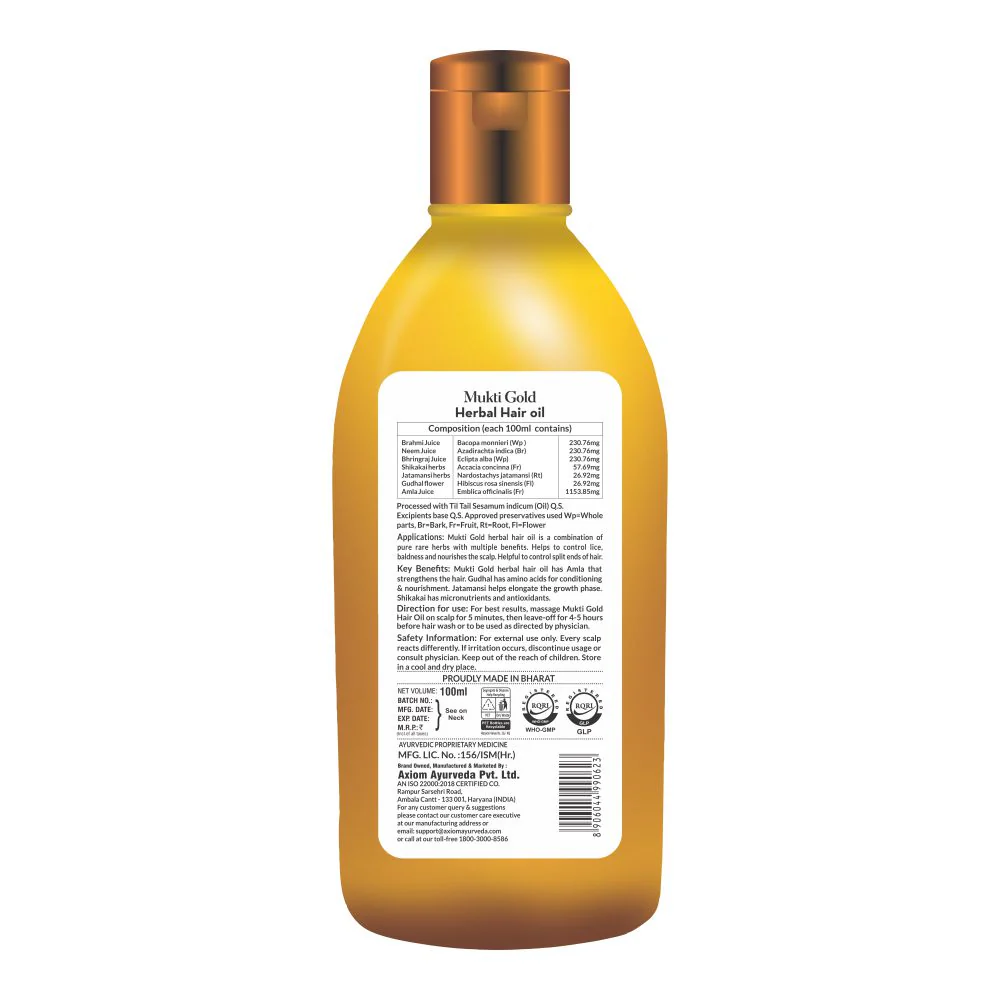 Mukti Gold Herbal Hair Oil 200ml - Image 13
