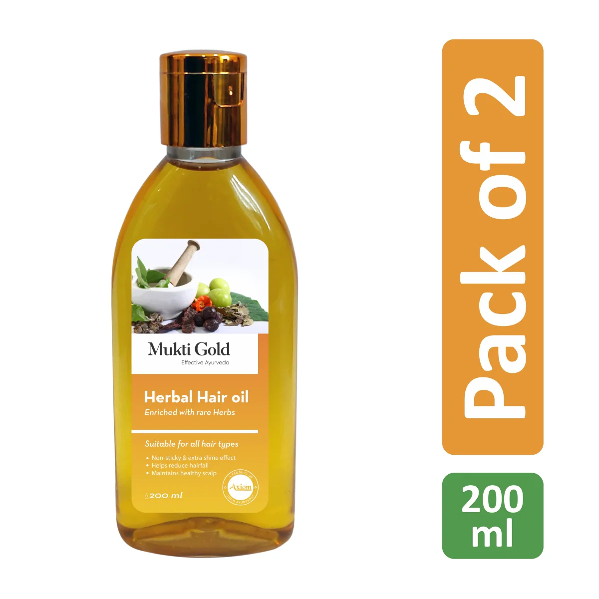 Mukti Gold Herbal Hair Oil 200ml - Image 3