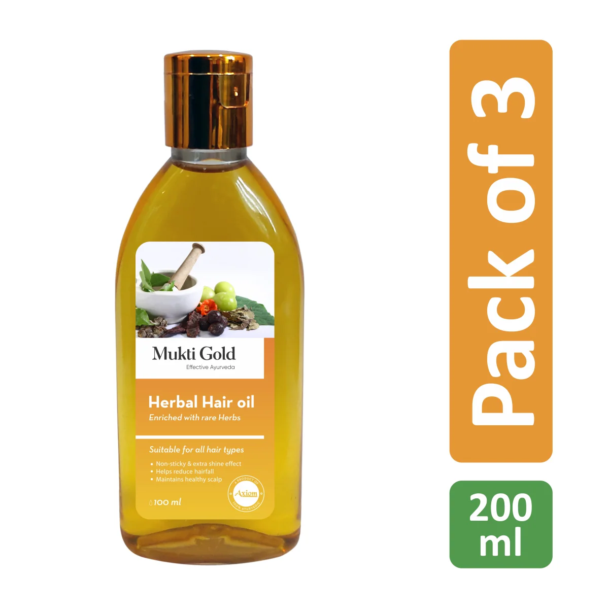 Mukti Gold Herbal Hair Oil 200ml - Image 4