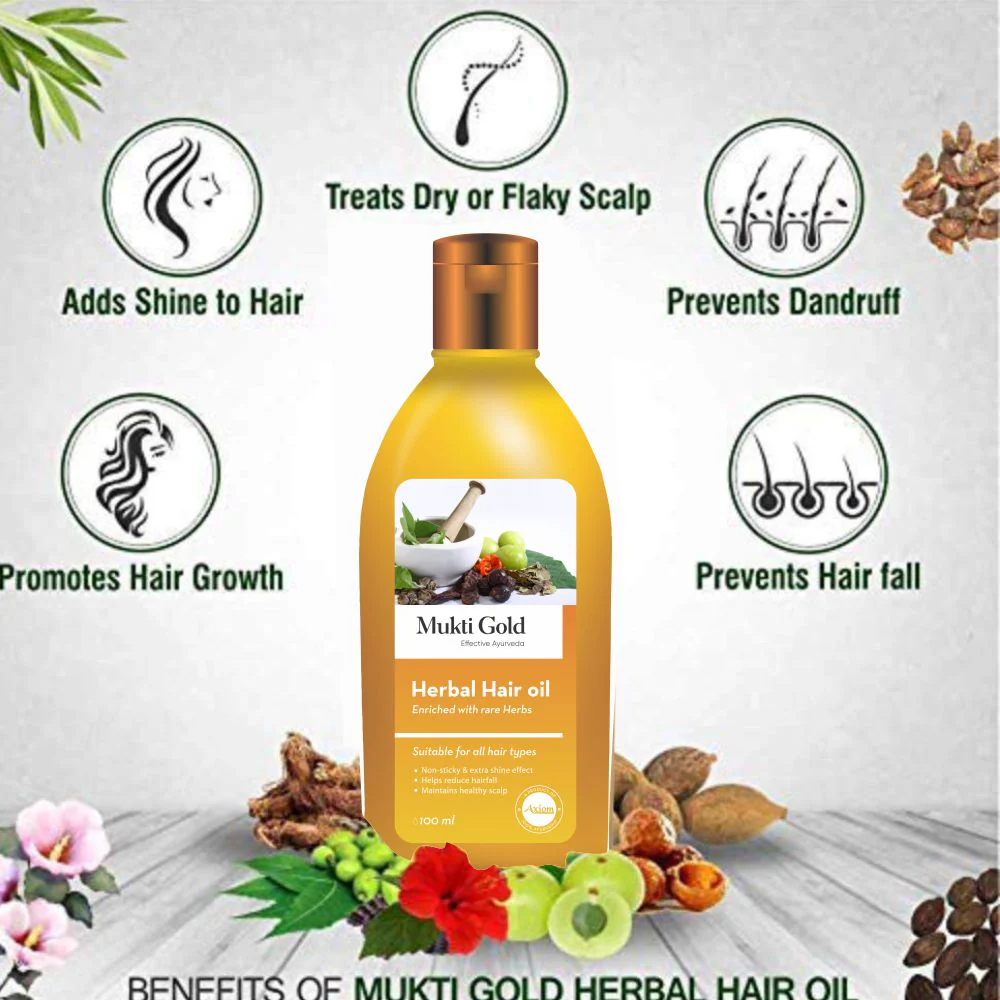 Mukti Gold Herbal Hair Oil 200ml - Image 8
