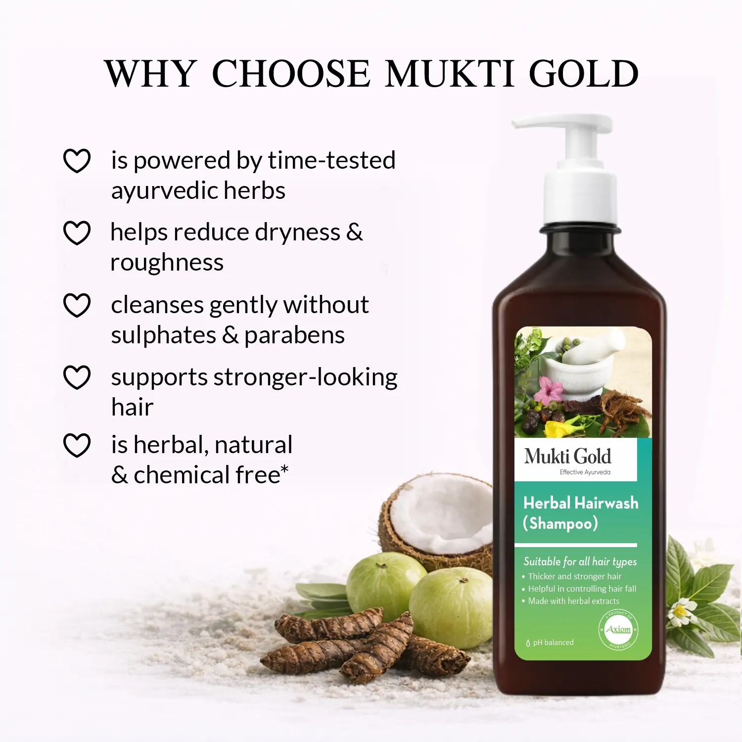 Mukti Gold Herbal Hairwash 400ml (Dispenser) - Image 3