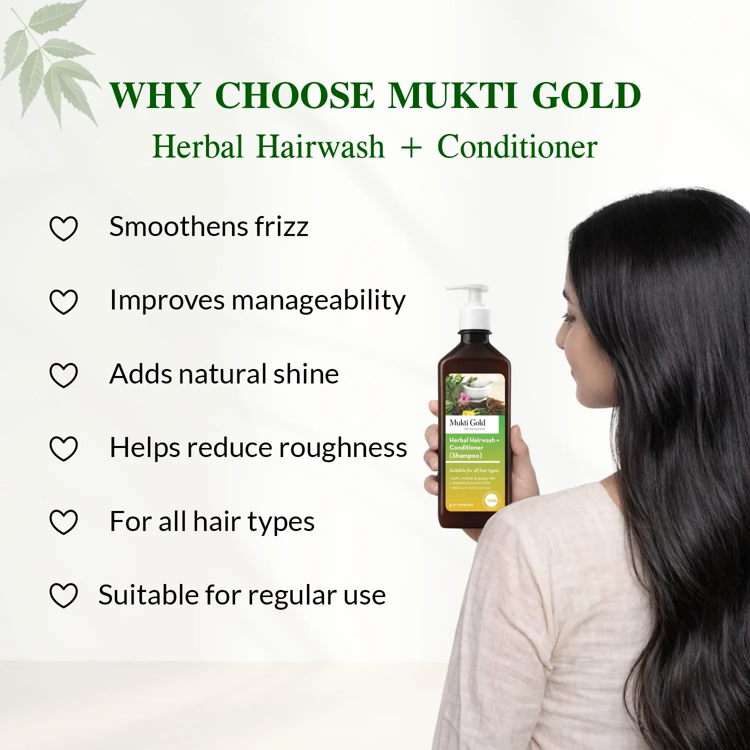 Mukti Gold Herbal Hairwash with conditioner Dispenser (400ml) - Image 5