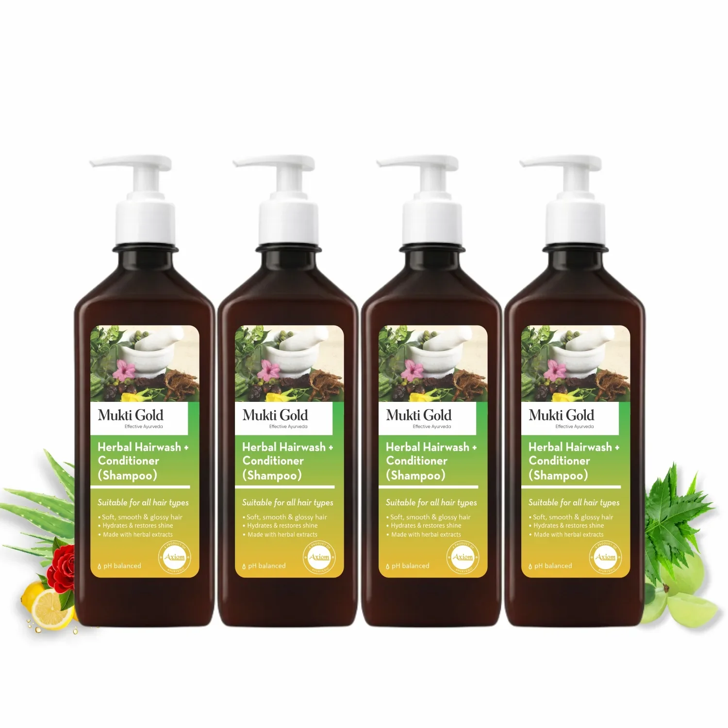 Mukti Gold Herbal Hairwash with conditioner Dispenser (400ml) - Image 8